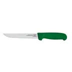 image of Omcan USA 23867 Boning Knife - 6" Straight Stainless Steel Blade, Stamped, Green Plastic Handle