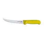 image of Omcan USA 23873 Boning Knife – 6" Curved Stainless Steel Blade, Stamped, Yellow Plastic Handle