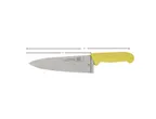 image of Omcan USA 23877 Chef Knife - 8" Stamped Stainless Blade, Yellow Plastic Handle