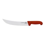 image of Omcan USA 23888 Steak Knife – 12" Stainless Steel Blade, Red Plastic Handle, Stamped, 10"‑14" Length