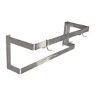 image of Omcan USA 31855 - 48" Stainless Steel Hanging Pot Rack, 2 Double Bars, 4 Plated Hooks, NSF Certified