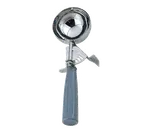 image of Omcan USA 34841 Ice Cream Scoop, 4-5 Oz, Thumb-Press, Steel #8 Disher, Gray Plastic Handle - 12/Case