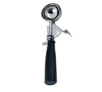 image of Omcan USA 34847 Ice Cream Scoop, 1-1.8 Oz, Thumb-Press, Stainless Steel with Black Plastic Handle