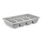 image of Omcan USA 40401 - 4-Compartment Stackable Gray Plastic Cutlery Holder, Flatware Organizer