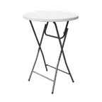 image of Omcan USA 41595 32" Round Folding Table, 43" H, Steel Frame, HDPE Top, Bar Height, Full Circle, Plastic Finish