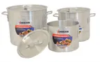 image of Omcan USA 43368 Stock Pot - 16 Qt., 11" Diameter x 10.2" Deep, Dual Handles, Aluminum, NSF