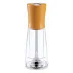 image of Omcan USA 43700 Tosca Salt Mill, 6" (15 cm) Tall, Orange, Wood/Acrylic Base, Anti‑Rust Shaft
