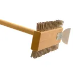 image of Omcan USA 44218 Double‑Sided Grill Brush, 30" Handle, Stainless Steel Bristles, Vertical Scraper
