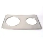 image of Omcan USA 44852 Adapter Plate- Steel 1-Hole 6-3/8" & 8-3/8" Dia., Fits 4- & 7-Qt Steam Table Pans
