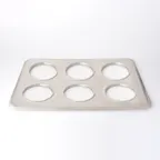 image of Omcan USA 46367 Adapter – Stainless, 4-3/4" Hole, Fits Six 2-1/2 Qt Steam Table Pans, Round Cutouts