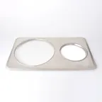 image of Omcan USA 46368 Steam Pan Adapter Plate, Stainless, 6-3/8" & 10-3/8" Holes, Fits 4 Qt & 11 Qt Pans