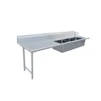 image of Omcan USA 48499 96" S.Steel Soiled Straight Dishtable – 16 Gauge, 20"x20" 3 Sinks / Left‑to‑Right