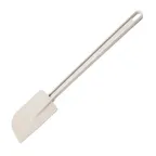image of Omcan USA 80030 Commercial Spatula, 10" Flat Blade, White Plastic Handle, 9"-11" Overall Length