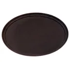 image of Omcan USA 80108 Oval Serving Tray, 26" Diameter, Brown ABS Plastic, Non‑Slip Coating