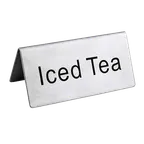 image of Omcan USA 80141 - Iced Tea Stainless Steel Beverage Tent Sign, Printed Metal Tabletop Display