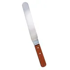 image of Omcan USA 80145 Offset Bakery Spatula, 8.5" X 1.5" Steel Blade, Brown Wood Handle, Utensil