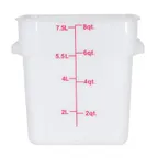 image of Omcan USA 80190 8‑Qt Square Container, White Polypropylene, 7‑12 Qt, Container Only