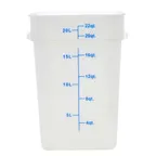image of Omcan USA 80196 22 Qt Square White Polypropylene Container, 19‑24 Qt, No Lid, NSF Approved