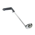 image of Omcan USA 80321 Ladle, 4 Oz, 13" Length, 304 Stainless Steel, Black Plastic Handle, Pot Rim Hook