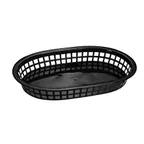 image of Omcan USA 80355 Platter Basket – Oval Plastic Serving Tray, 10-3/4" x 7-1/4" x 1-1/2", Black, 9" Size