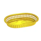 image of Omcan USA 80357 Fast Food Basket – Oval Yellow Plastic Platter, 10-3/4" x 7-1/4" x 1-1/2", 9" Size