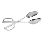 image of Omcan USA 80425 Scissor Tongs - 10"-11" Open-Angle, Double Spoon, Stainless Steel Kitchen Utensil