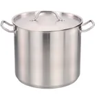 image of Omcan USA 80443 40-Qt Stainless Steel Stock Pot With Lid, Dishwasher Safe, NSF