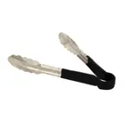 image of Omcan USA 80540 Utility Tongs – 9" Stainless Steel with Black Plastic Coated Handle, Black