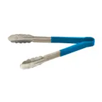 image of Omcan USA 80543 Utility Tongs, 9" Stainless Steel with Blue Plastic Coated Handle