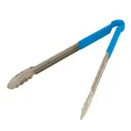 image of Omcan USA 80548 Utility Tongs – 12" Stainless Steel, Blue Coated Handle, 12‑13" Length, Kitchen Tool