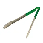 image of Omcan USA 80549 Utility Tongs – 14-16" Stainless Steel Tongs with Green Plastic Coated Handle