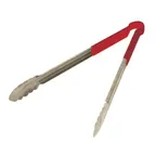 image of Omcan USA 80551 Utility Tongs – 16" Stainless Steel, Red Coated Handle, 14-16" Length, Utensil