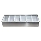 image of Omcan USA 80867 Condiment Bar Holder – 6-Compartment Steel Base with Clear Cover, Organizer