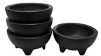 image of Omcan USA 80981 56oz Black Molcajete Salsa Bowl, 8.7" Dia × 4" H, Polypropylene