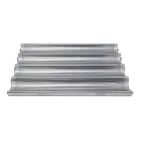 image of Omcan USA 81114 Baguette Pan – 4 × 26" x 3-7/8" Compartments, 18" x 26" x 1-1/5" Perforated Aluminum