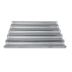 image of Omcan USA 81115 Baguette Pan, 5 x 26" x 3" Compartments, 18" x 26" x 1-1/5" OA, Glazed Aluminum