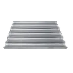 image of Omcan USA 81116 Baguette Pan, Six 26" x 2-7/16" Compartments, 18" x 26" x 1-1/5" OA, Glazed Aluminum