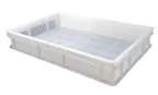 image of Omcan USA 81141 Tray, 23.6" x 15.7" x 3.93" White Polypropylene, Perforated Base & Sides, 2-3" Depth