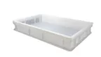 image of Omcan USA 81142 Tray – 23.6" x 15.7" x 3.93" White Polypropylene Box, Solid Base & Perforated Sides