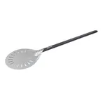 image of Omcan USA 81190 Pizza Peel - Perforated Round 9" Blade, 43-5/16" Anodized Aluminum Handle, Aluminum