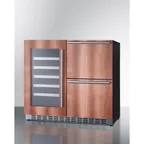 image of Summit ADRWC36PNR Wine Cellar & 2-Drawer Fridge, 36" Wide, Stainless Steel, 34 Bottle Capacity, LED