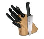 image of Victorinox 5.1193.8-X2 8-Piece Block Knife Set – 4"-6"-8"-8"-10"-10" Knives Shear SlantOak NSF - Set