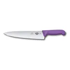 image of Victorinox 5.2005.25B Chef Knife - 10" Blade, Purple Fibrox Handle, Steel Blade, 10"-11" Length