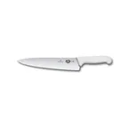 image of Victorinox 5.2007.25B Chef Knife – 10" Blade, White Plastic Handle, Steel Blade, 10-11" Length