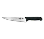 image of Victorinox 5.2033.19 Chef Knife – 7½" Blade, Serrated Edge, Black Fibrox Pro Handle, NSF