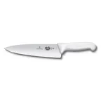 image of Victorinox 5.2067.20B Chef Knife – 8" Blade, White Fibrox Handle, Steel Blade, 7"-9" Length