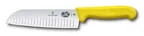 image of Victorinox 5.2528.17 Santoku Knife, 7" Blade, 1-1/2" Yellow Fibrox Pro Handle, Granton Edge Stamped