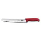 image of Victorinox 5.2931.26B Bread & Cake Knife, 10.25" Serrated Blade, Red Fibrox Wood Handle
