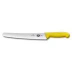 image of Victorinox 5.2938.26B Bread & Cake Knife, 10.25" Serrated Blade, Yellow Wood Handle