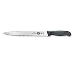 image of Victorinox 5.4433.25 10" Semi‑Flex Slicer Knife, Pointed, Wavy, 1‑1/8", Black Fibrox Handle, NSF
